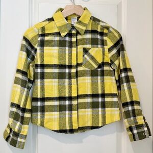 Weissman Kids Dance Yellow and Black Plaid Flannel Button-Down Shirt Med